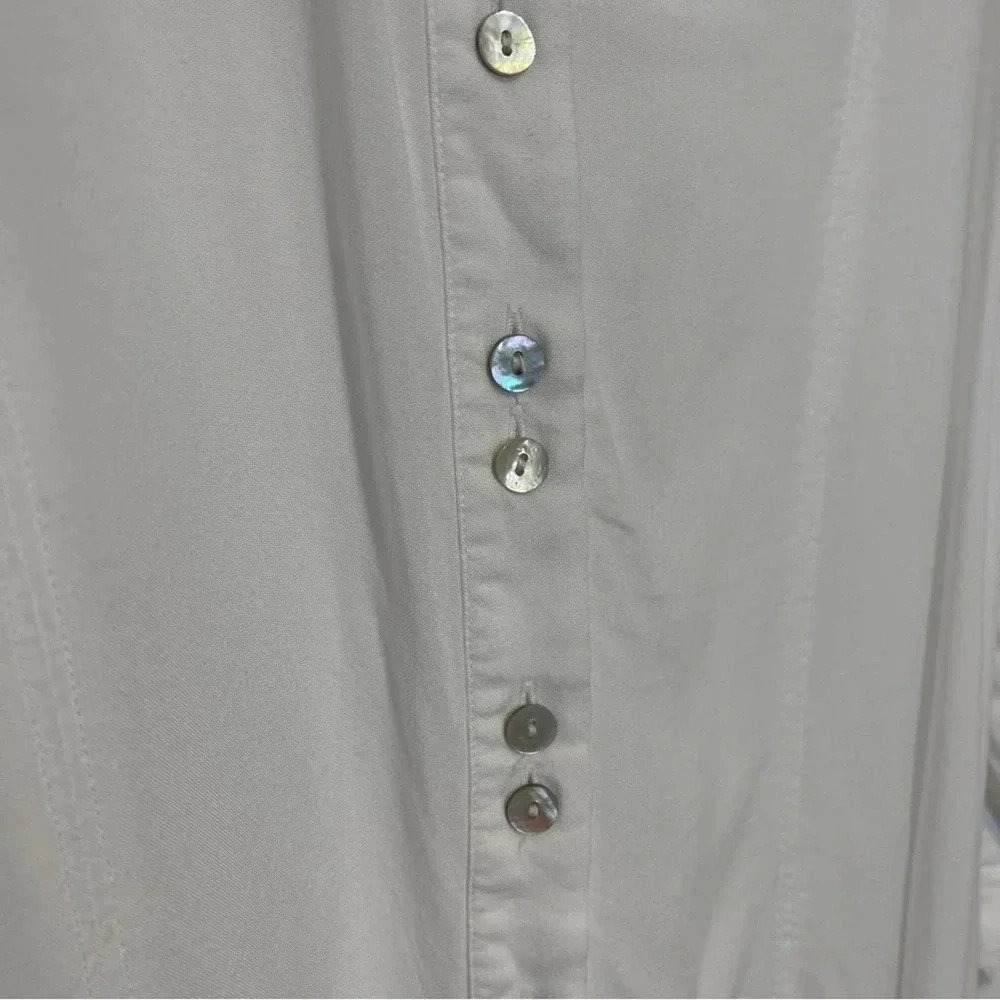 Soft Surroundings Button Down Long Line Shirt Blouse - Minimalist Classic Top - Picture 4 of 5